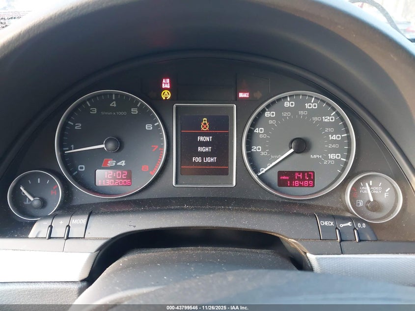 2004 Audi S4 4.2 VIN: WAUPL68E54A136307 Lot: 43799546