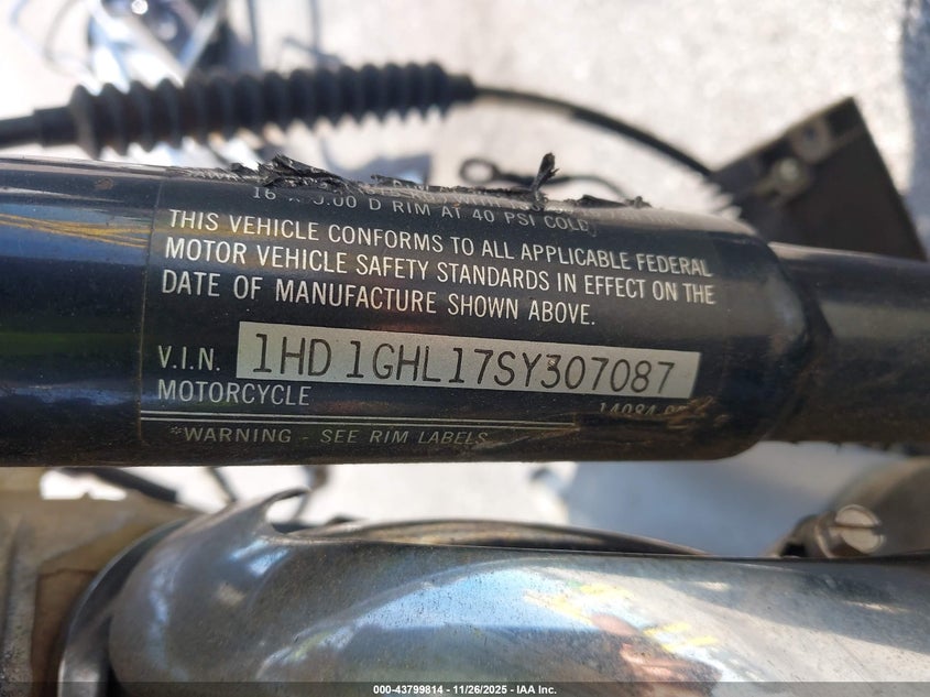 1995 Harley-Davidson Fxd VIN: 1HD1GHL17SY307087 Lot: 43799814