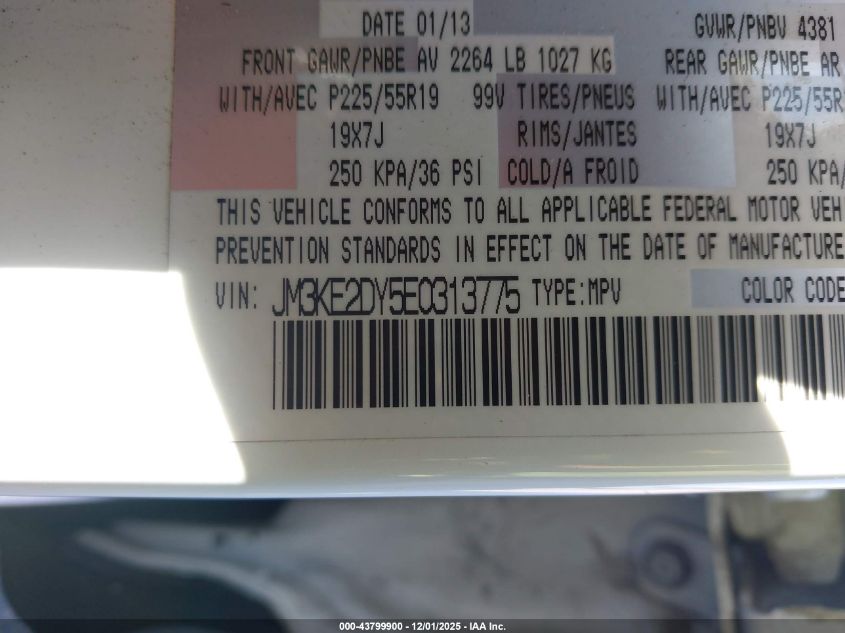 2014 Mazda Cx-5 Grand Touring VIN: JM3KE2DY5E0313775 Lot: 43799900