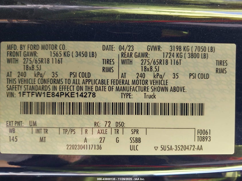 1FTFW1E84PKE14278 2023 FORD F-150 photo no. 9