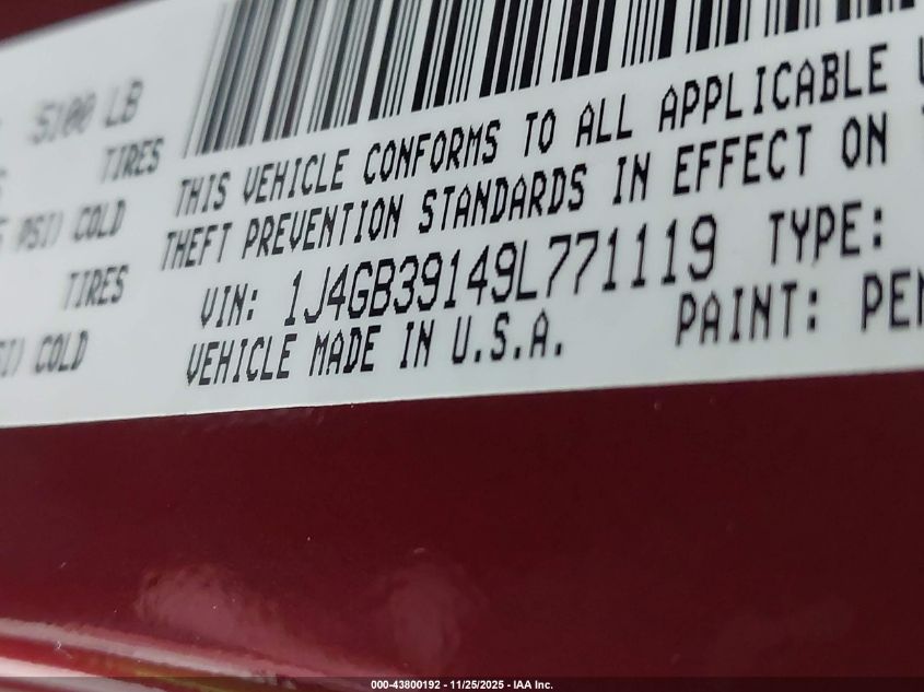 2009 Jeep Wrangler Unlimited X VIN: 1J4GB39149L771119 Lot: 43800192