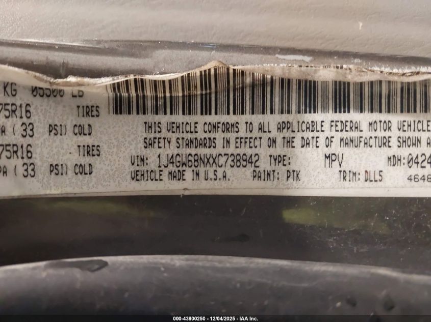1999 Jeep Grand Cherokee Limited VIN: 1J4GW68NXXC738942 Lot: 43800250