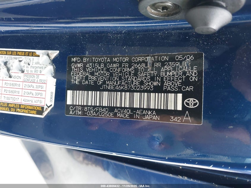 JTNBE46K873023993 2007 TOYOTA CAMRY photo no. 9