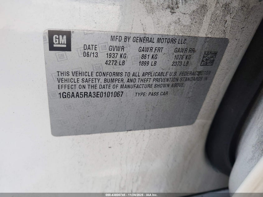 1G6AA5RA3E0101067 2014 CADILLAC ATS photo no. 9