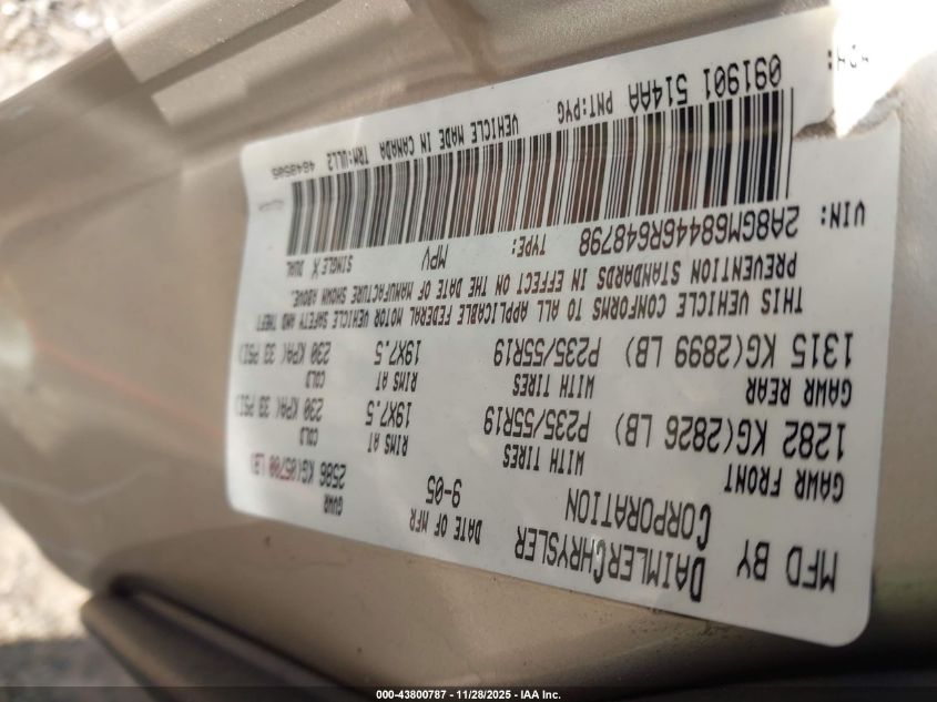 2006 Chrysler Pacifica Touring VIN: 2A8GM68446R648798 Lot: 43800787