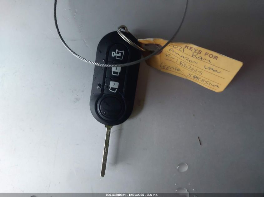 2021 Ram Promaster 3500 Cargo Van High Roof 159 Wb Ext VIN: 3C6MRVJG0ME562615 Lot: 43800921