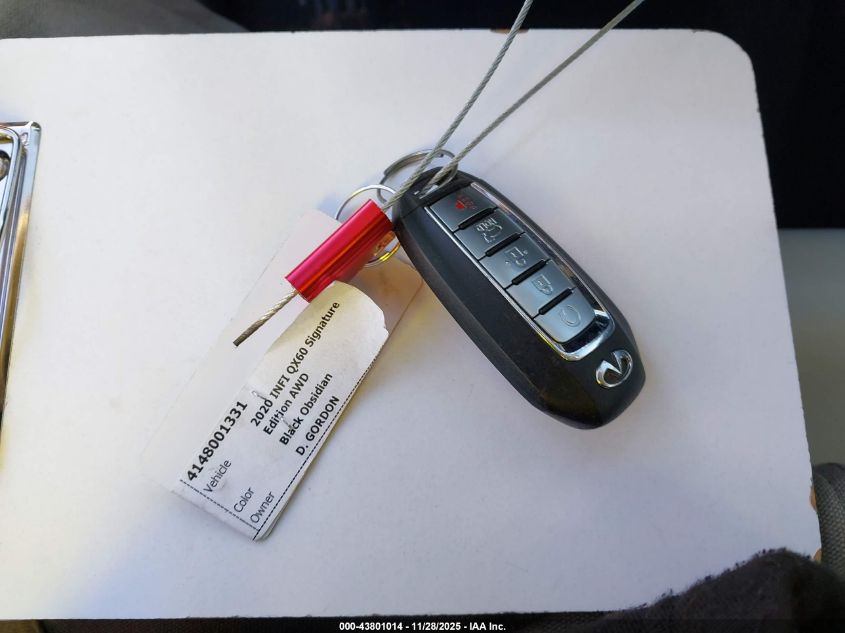 2020 Infiniti Qx60 Signature Edition Awd VIN: 5N1DL0MM4LC547454 Lot: 43801014