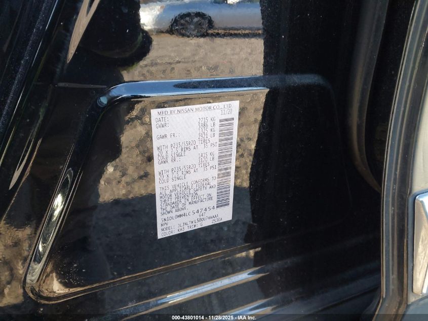 2020 Infiniti Qx60 Signature Edition Awd VIN: 5N1DL0MM4LC547454 Lot: 43801014