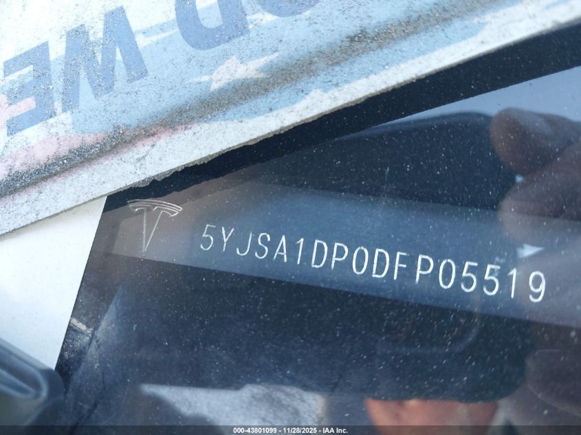 2013 Tesla Model S Performance VIN: 5YJSA1DP0DFP05519 Lot: 43801099