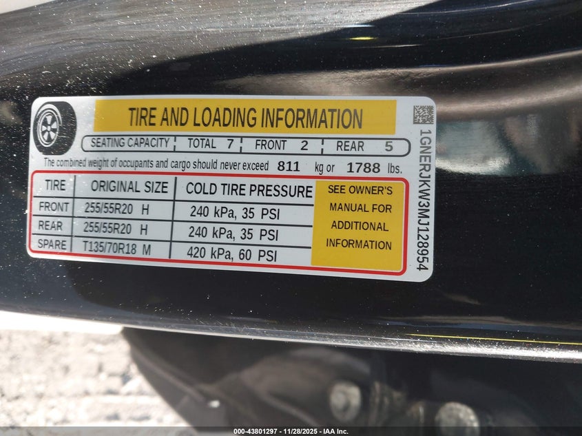 2021 Chevrolet Traverse Fwd Rs VIN: 1GNERJKW3MJ128954 Lot: 43801297