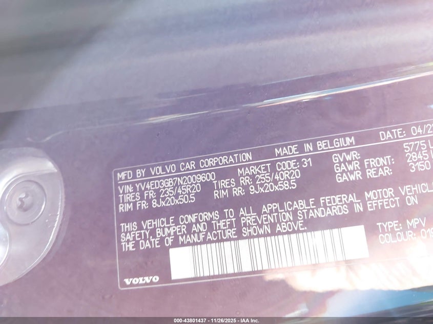 YV4ED3GB7N2009600 2022 VOLVO C40 photo no. 9
