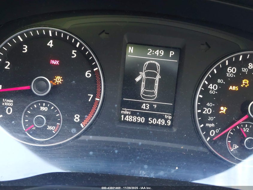 2012 Volkswagen Passat 2.5L Se VIN: 1VWBP7A38CC030675 Lot: 43801469