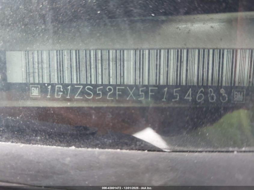 2005 Chevrolet Malibu VIN: 1G1ZS52FX5F154633 Lot: 43801472