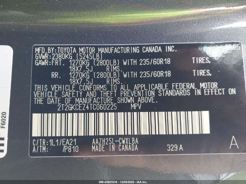 2026 Lexus Nx VIN: 2T2GKCEZ4TC060225 Lot: 43801816