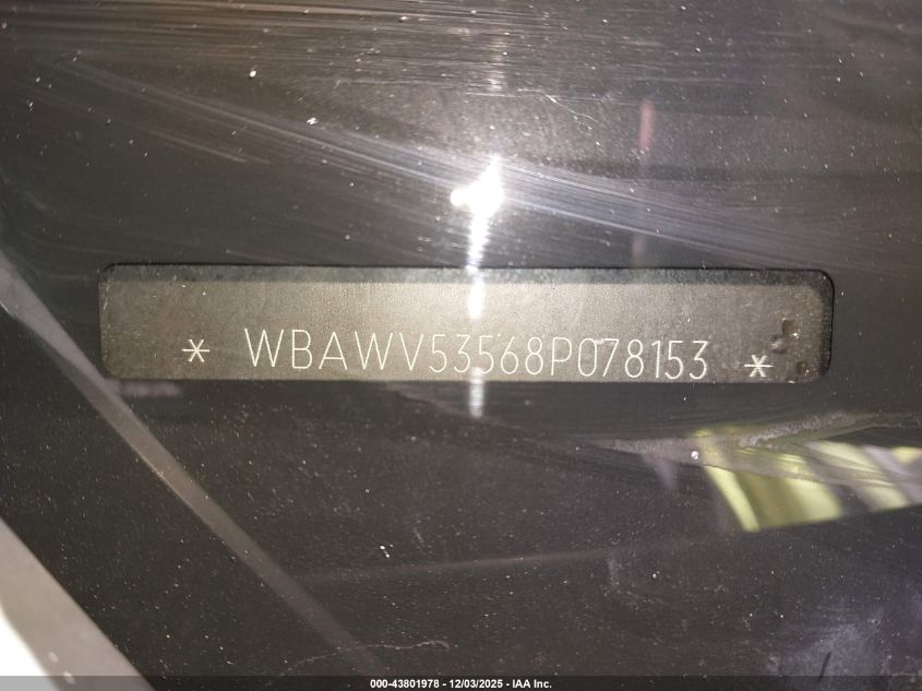 2008 BMW 328Xi VIN: WBAWV53568P078153 Lot: 43801978