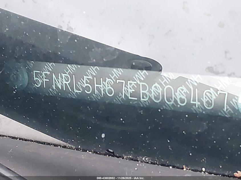 2014 Honda Odyssey Ex-L VIN: 5FNRL5H67EB006407 Lot: 43802002