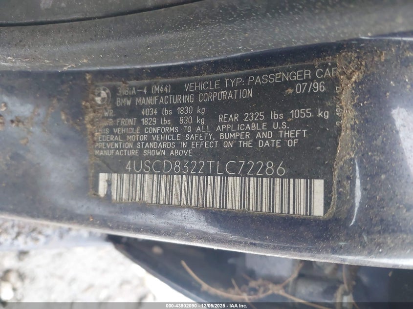 4USCD8322TLC72286 1996 BMW 3ER photo no. 9