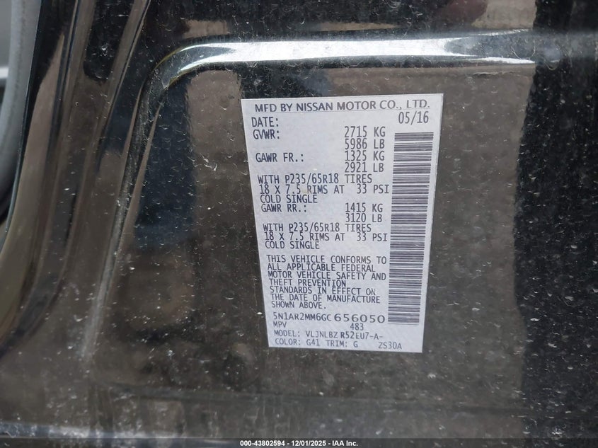 5N1AR2MM6GC656050 2016 NISSAN PATHFINDER photo no. 9