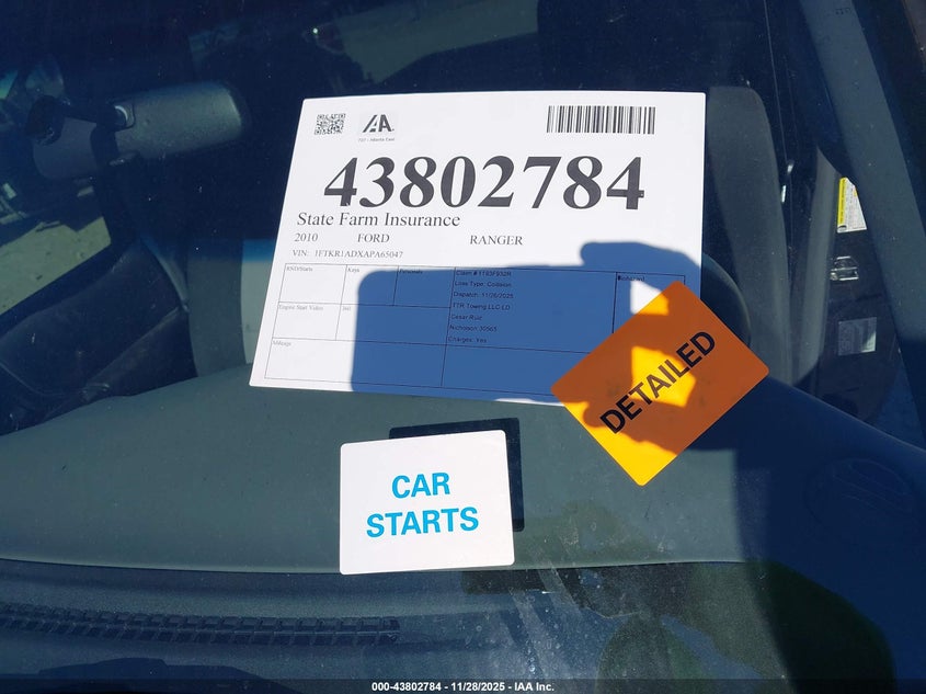 2010 Ford Ranger Xl/Xlt VIN: 1FTKR1ADXAPA65047 Lot: 43802784