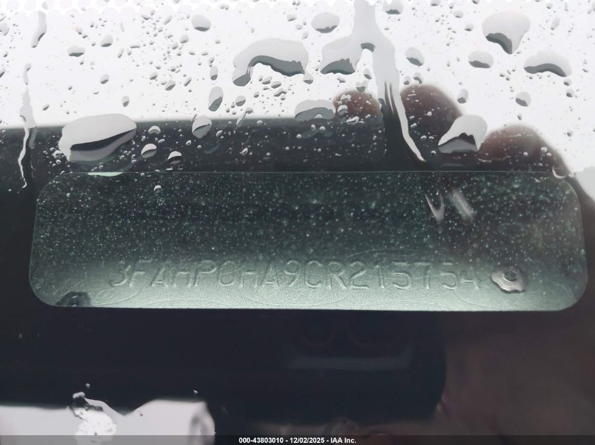 2012 Ford Fusion Se VIN: 3FAHP0HA9CR215754 Lot: 43803010