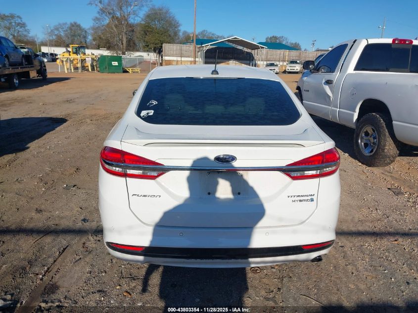 2018 Ford Fusion Hybrid Titanium VIN: 3FA6P0RU4JR269346 Lot: 43803354