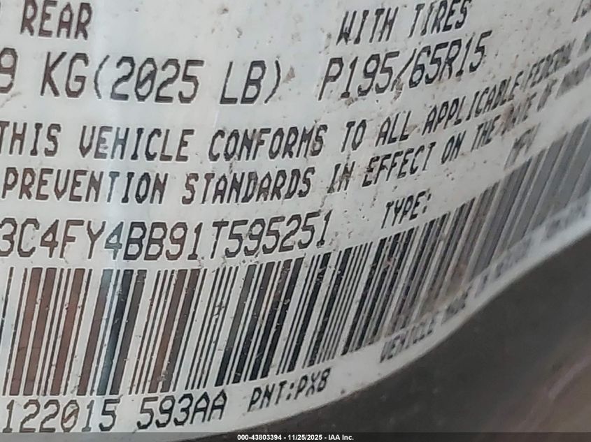 2001 Chrysler Pt Cruiser VIN: 3C8FY4BB31T632535 Lot: 43803394