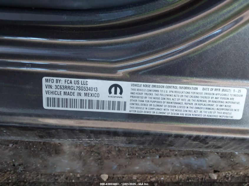 2025 Ram 3500 Tradesman 4X4 8' Box VIN: 3C63RRGL7SG534013 Lot: 43803463