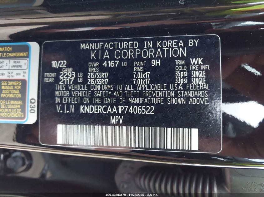 2023 Kia Seltos Ex VIN: KNDERCAA1P7406522 Lot: 43803479