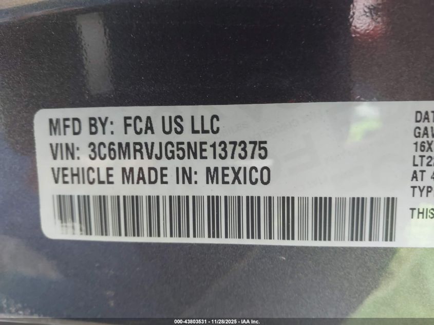 2022 Roadtrek Zion VIN: 3C6MRVJG5NE137375 Lot: 43803531