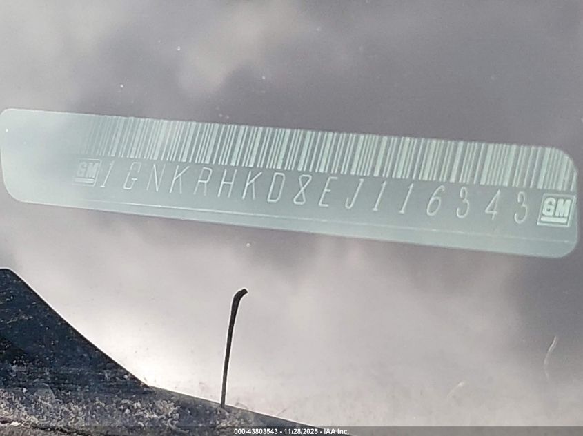 2014 Chevrolet Traverse 2Lt VIN: 1GNKRHKD8EJ116343 Lot: 43803543