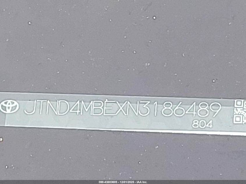 2022 Toyota Corolla Se/Xse/Night Shade VIN: JTND4MBEXN3186489 Lot: 43803605