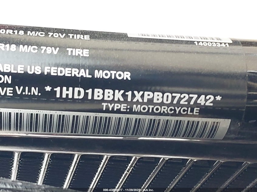 2023 Harley-Davidson Flfbsanv VIN: 1HD1BBK1XPB072742 Lot: 43803877