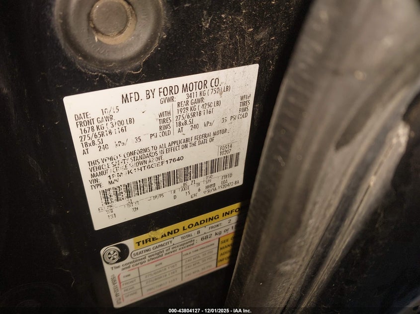 1FMJK1HT6GEF17640 2016 FORD EXPEDITION photo no. 9