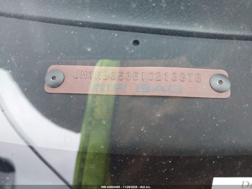 2001 Mazda Mx-5 Miata Ls/Special Edition VIN: JM1NB353610213878 Lot: 43804450