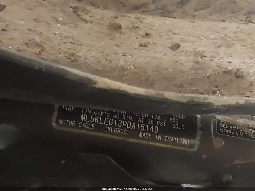 2023 Kawasaki Kl650 G VIN: ML5KLEG13PDA15149 Lot: 43804712