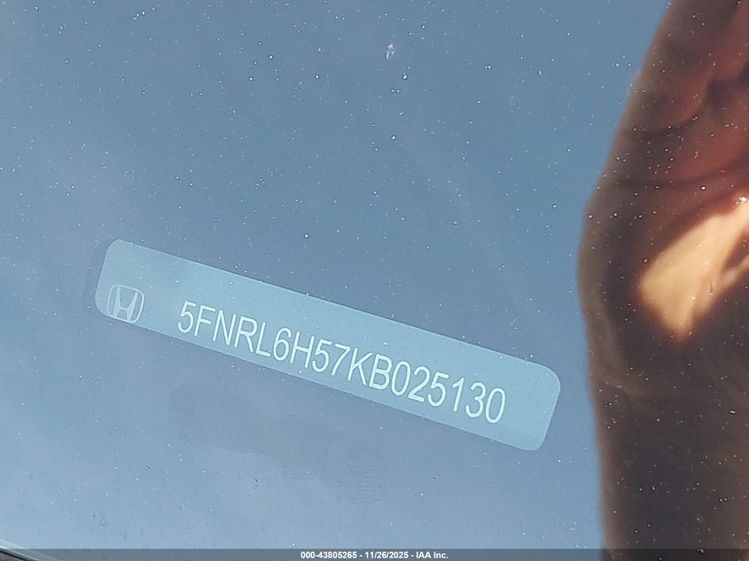 2019 Honda Odyssey Ex VIN: 5FNRL6H57KB025130 Lot: 43805265