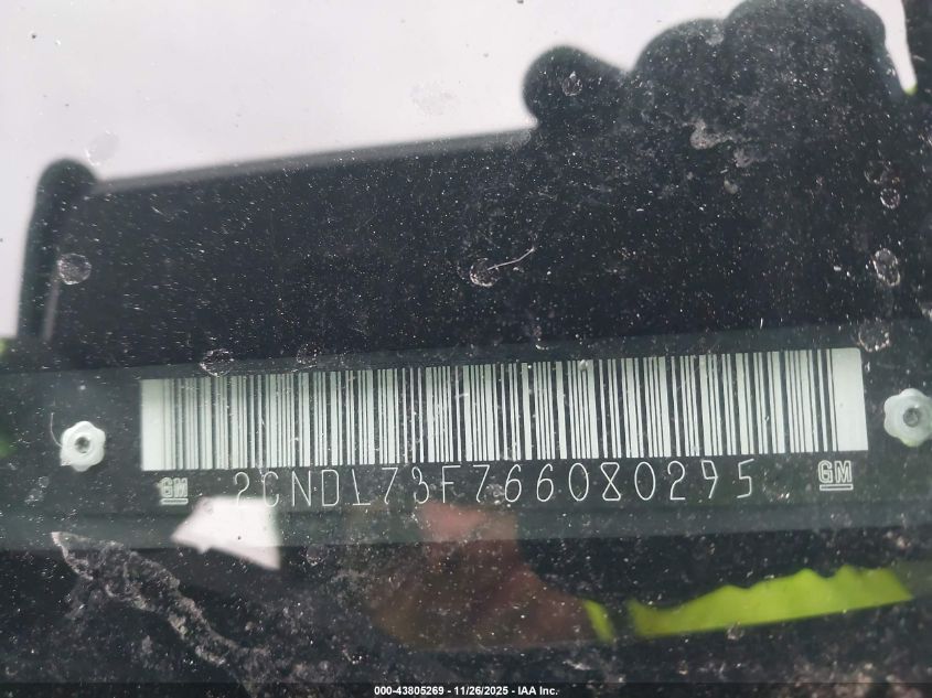 2006 Chevrolet Equinox Lt VIN: 2CNDL73F766080295 Lot: 43805269