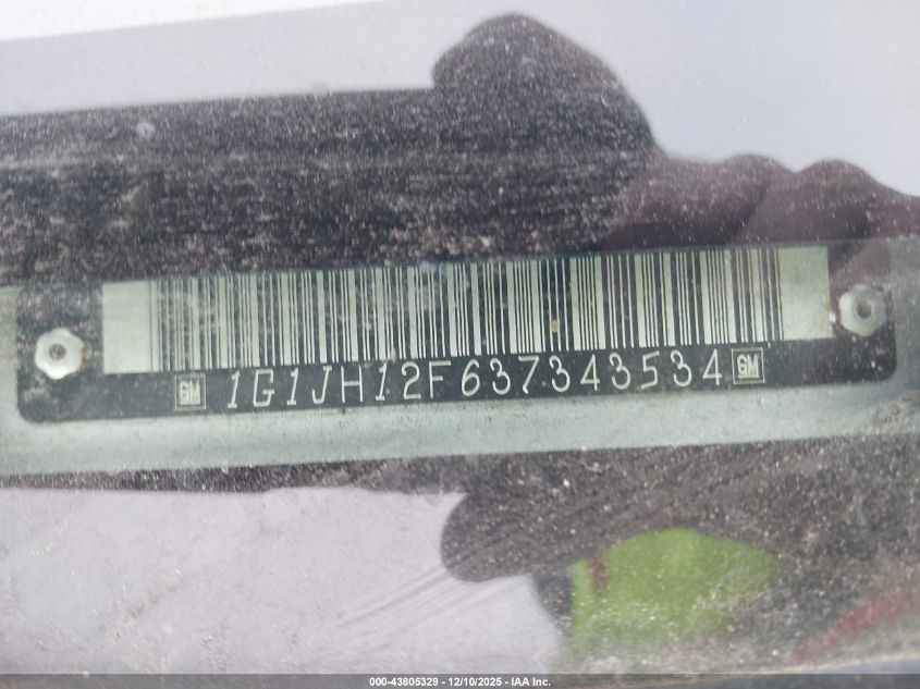 2003 Chevrolet Cavalier Ls Sport VIN: 1G1JH12F637343534 Lot: 43805329