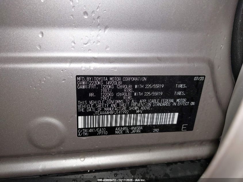 2023 Toyota Venza Limited VIN: JTEAAAAH8PJ141992 Lot: 43805472