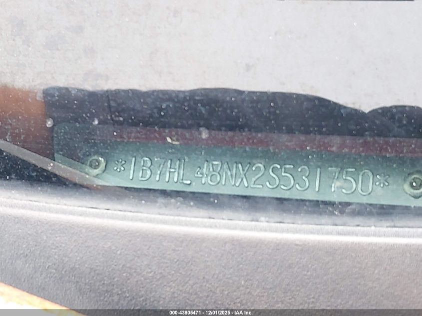 2002 Dodge Dakota Slt VIN: 1B7HL48NX2S531750 Lot: 43805471