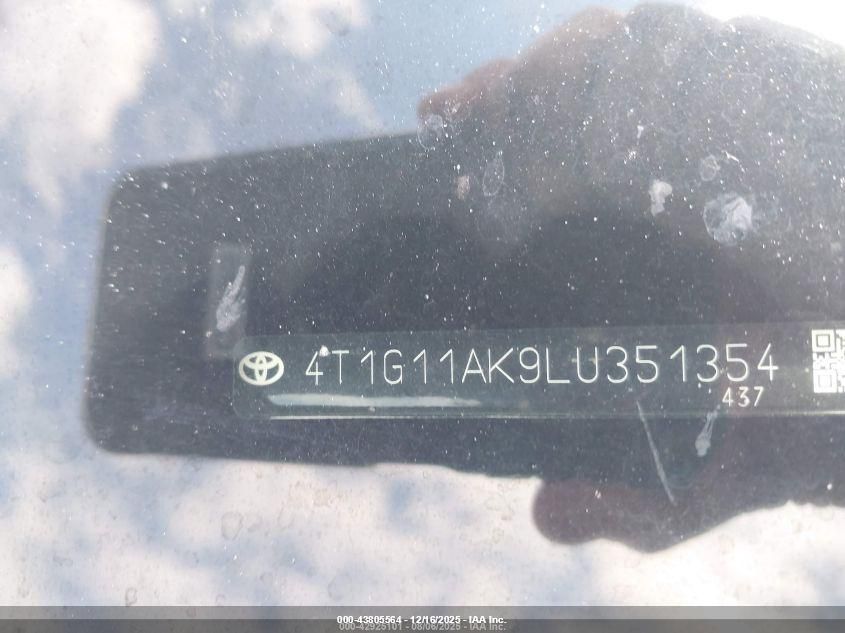 2020 Toyota Camry Se/Se Night Shade VIN: 4T1G11AK9LU351354 Lot: 43805564