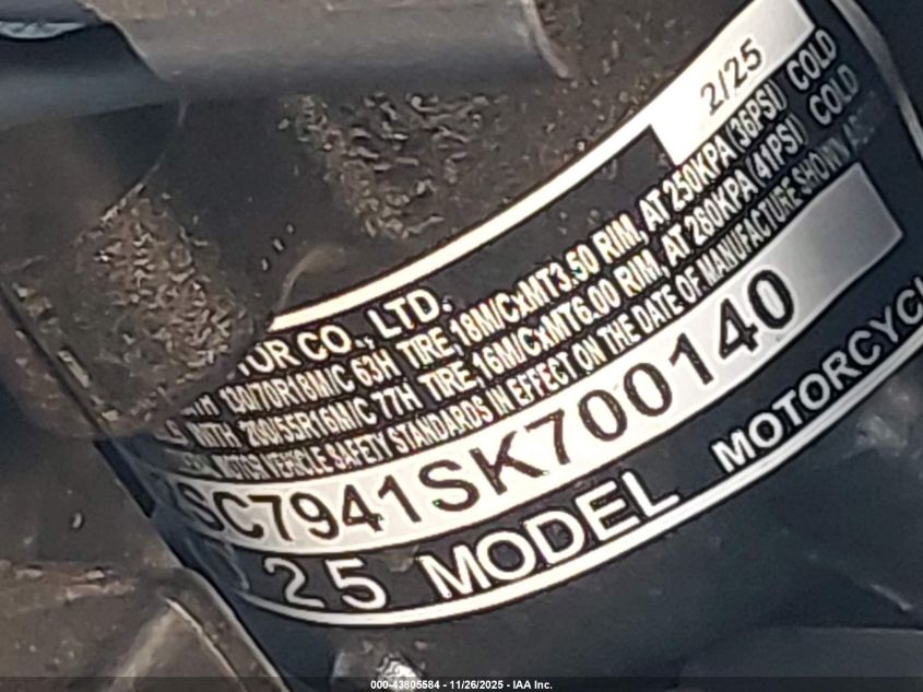 2025 Honda Gl1800 B VIN: JH2SC7941SK700140 Lot: 43805584