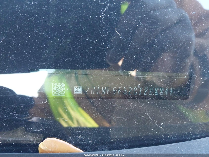 2012 Chevrolet Impala Ls VIN: 2G1WF5E32C1228849 Lot: 43805721