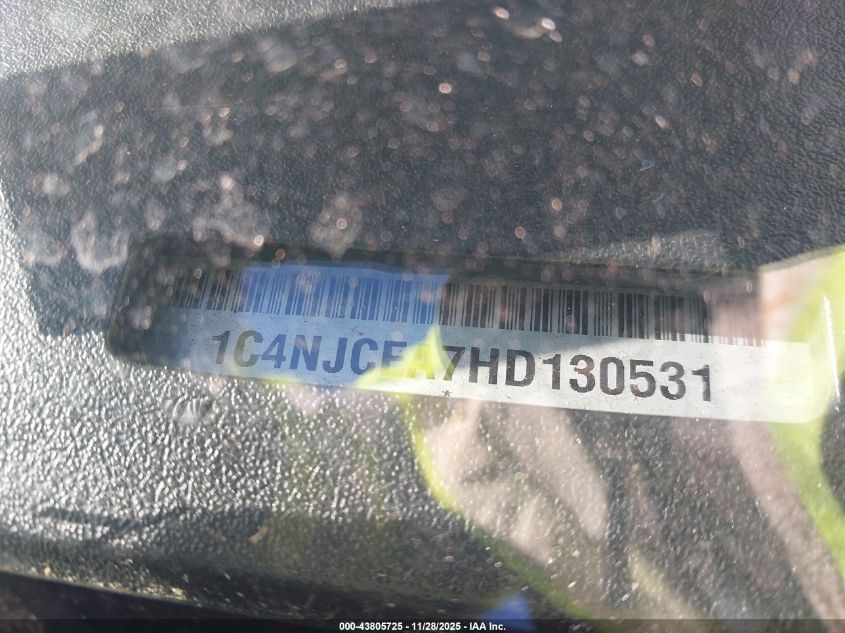 2017 Jeep Compass High Altitude Fwd VIN: 1C4NJCEA7HD130531 Lot: 43805725