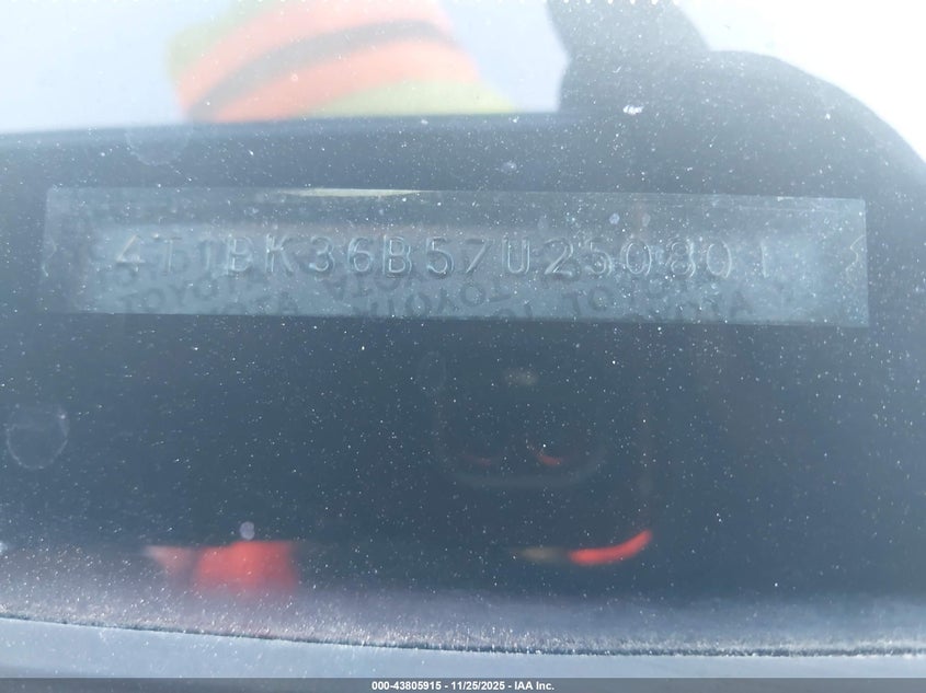 2007 Toyota Avalon Xls VIN: 4T1BK36B57U250801 Lot: 43805915