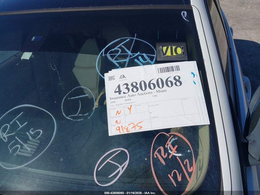 2009 BMW 328I VIN: WBAPH77599NM30513 Lot: 43806068