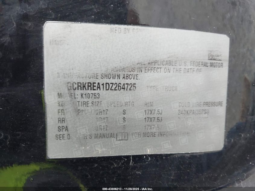2013 Chevrolet Silverado 1500 Ls VIN: 1GCRKREA1DZ264725 Lot: 43806213