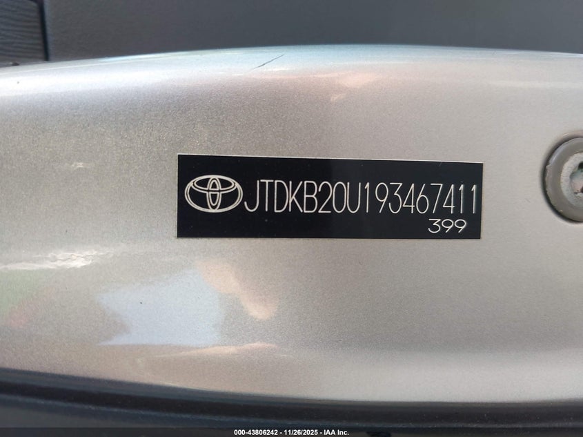 2009 Toyota Prius VIN: JTDKB20U193467411 Lot: 43806242