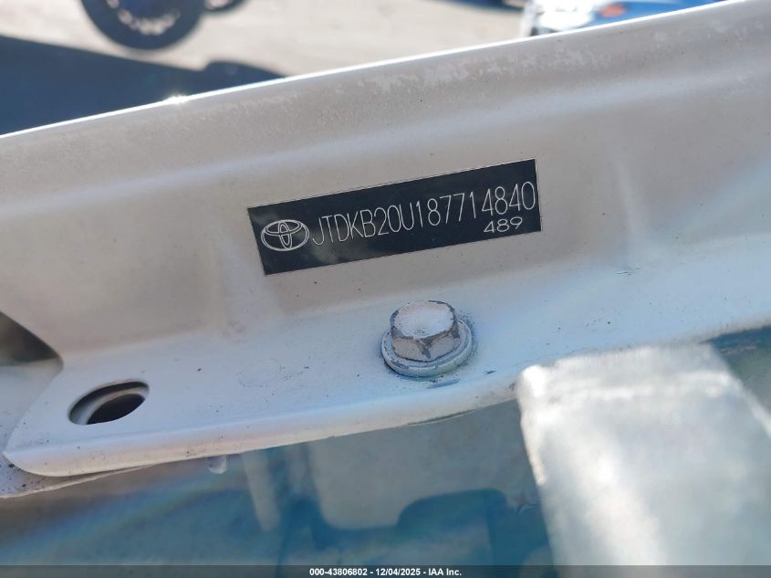 2008 Toyota Prius VIN: JTDKB20U187714840 Lot: 43806802