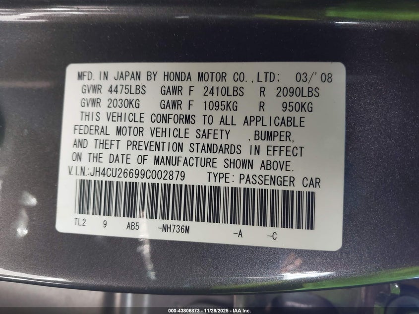 JH4CU26699C002879 2009 ACURA TSX photo no. 9